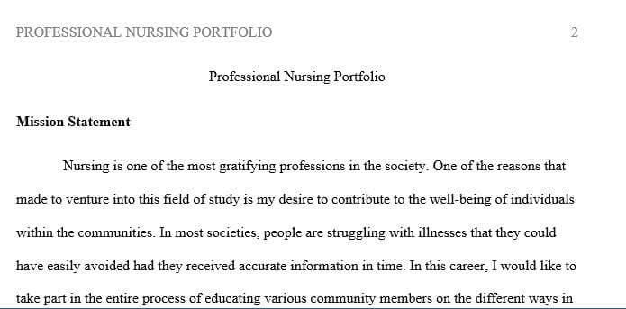 Create a professional mission statement for a BSN level nursing