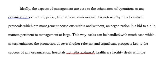 Create a summary of analyzed information explaining the hospital's organizational structure