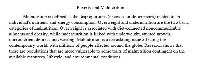 Defining and Measuring Malnutrition in the World