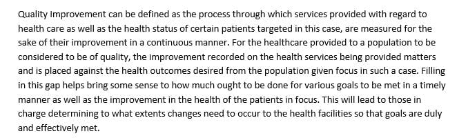 Develop a quality improvement (QI) process for your medical facility employer