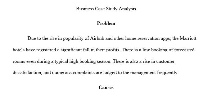 Developing 2-3 paragraphs analysis of a case study about Marriott and the reasons of dropping in sales.