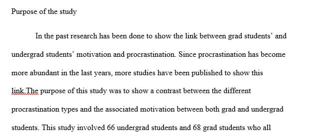 Differences in procrastination and motivation between undergraduate and graduate students fall