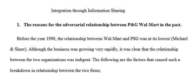 Discuss how supply chain integration is achieved between Walmart and Procter & Gamble through information sharing