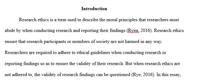 Discuss how you would address specific elements of research design to ensure an ethical study