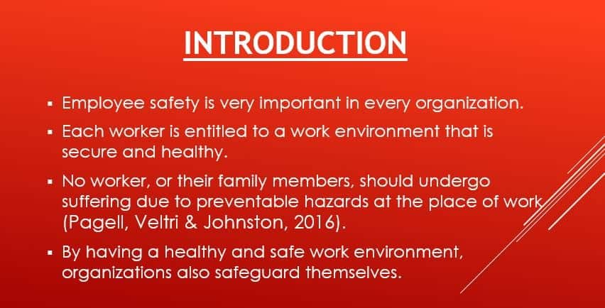 Discuss the areas of employee safety that are most important to you