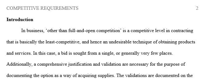 Discuss three circumstances permitting other than full and open competition