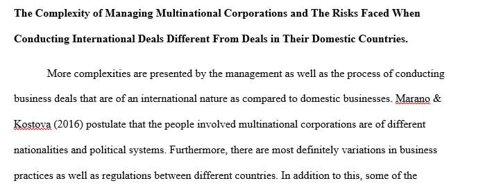 Ethics and management of multinational corporations