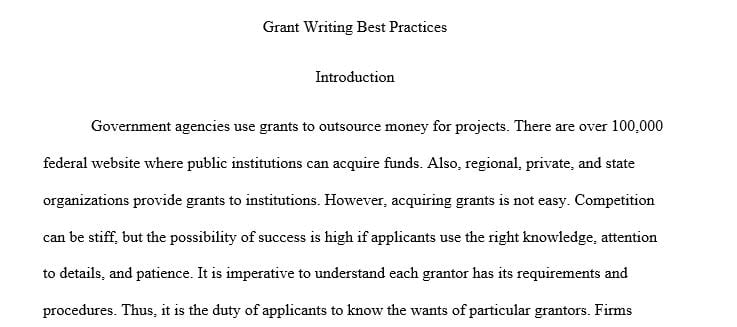 Evaluate the information provided in the Grant Writing 2007