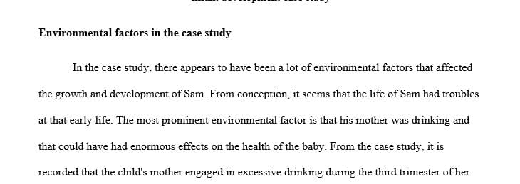 Examine an infant case study to determine short-term developmental outcomes.