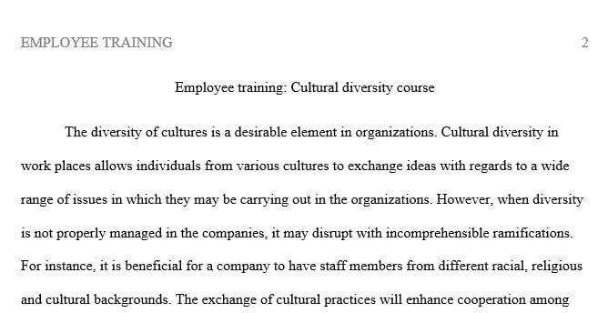 Examine any legal implications in creating a training course that discusses culture