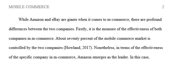 Examine two companies to determine which company’s mobile commerce is more effective