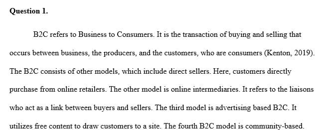 Explain the different B2C e-commerce models.