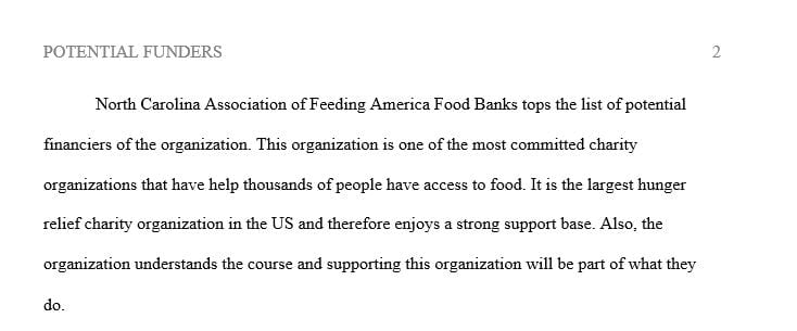 Finding two potential sources to request funding from for an addition to the food shelf