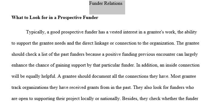 Funder Relations - What should you look for in a prospective funder