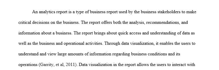 Identify the elements or sections that are essential to include in a detailed analytics report.