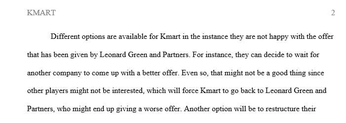 If Kmart’s managers were to accept the Leonard Green offer what would they receive as compensation