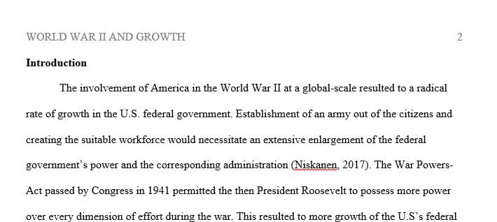 In what ways did World War II contribute to the growth of the federal government