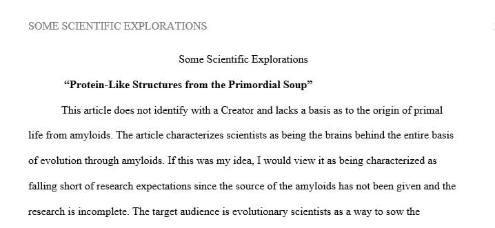 Investigate various scientific ideas on how life could have arisen from non-life