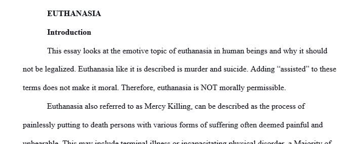 is euthanasia morally permissible essay