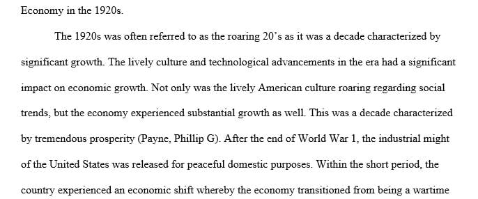 Paper on the 1920's economy of war and how it affected the economy today