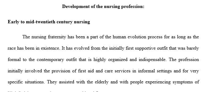 Progress in Nursing in the Early-to-Mid 20th Century 