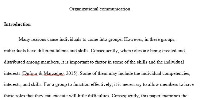 Roles that need to be filled in order for the group to function