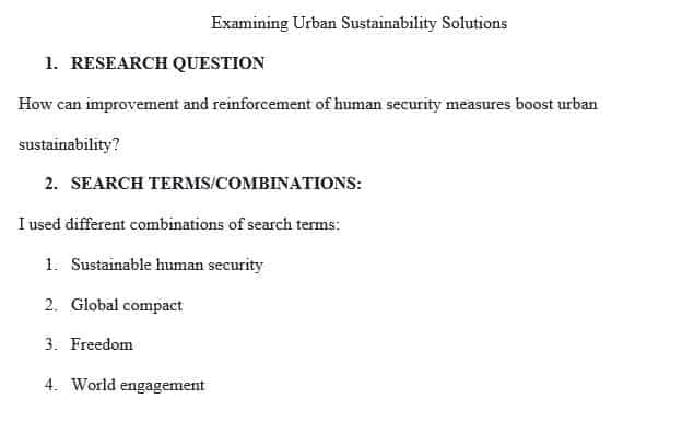 State a question related to an urban sustainability challenge for which research may offer answers.