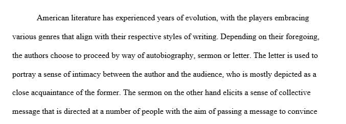 The letter and the sermon are two distinct genres of early American writing