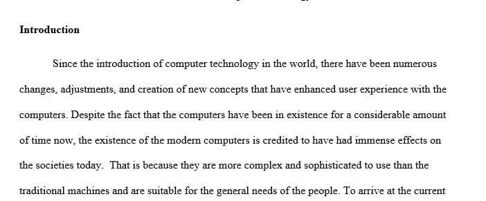 The paper will deal with the evolution of computer technology.