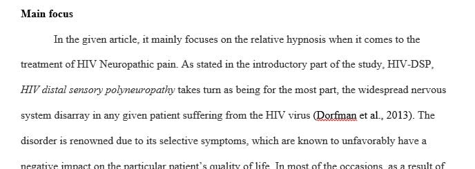 Topic of choice: Hypnosis treatment for HIV.