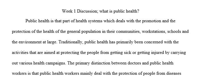 Week 1 Discussion:What is Public Health