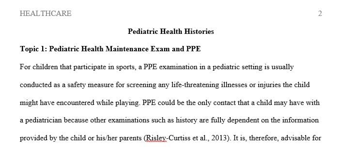 What are the different types of pediatric health histories