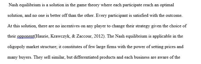 What is a Nash Equilibrium? What market structure does it apply to