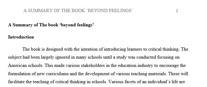 What is the main idea in the introduction and every chapter in the book Beyond Feelings  