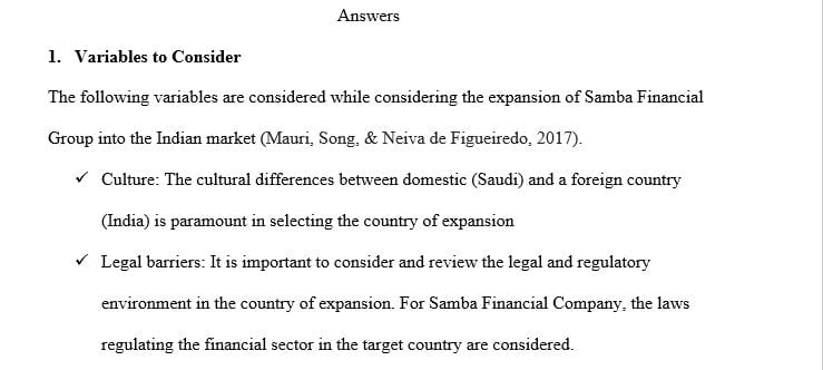 What variables need to be considered while developing a list of potential countries