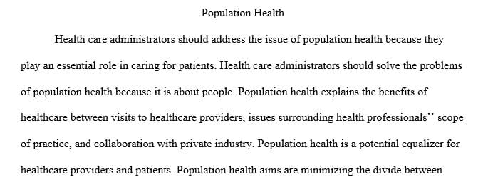 Why is it important for health care administrators to address population health issues