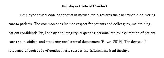 Write a paper about employee codes of conduct using information