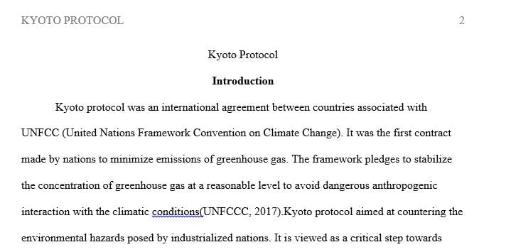 Write a report and highlight the key points of Kyoto Protocol