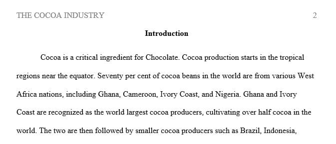 Write a summary assessing current state of cocoa industry