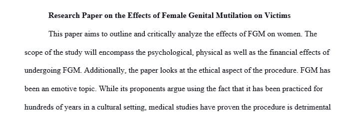 4-5 pages research paper on the ethical issue of FGM (female genital mutilation)