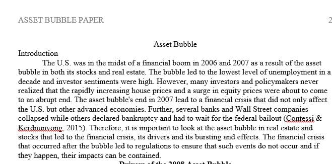 Assessment of an asset bubble of your choice what were the drivers to the asset bubble
