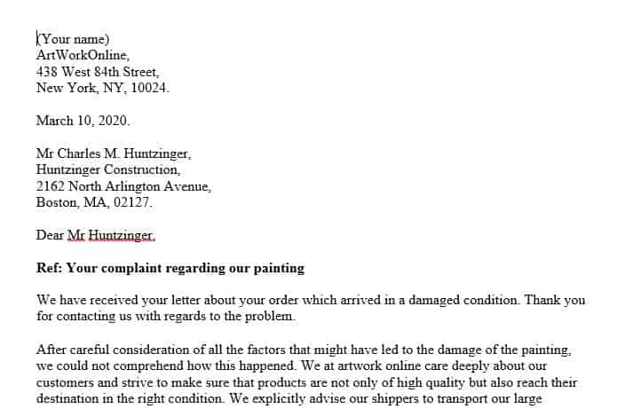 Compose an adjustment letter that regains the customer’s confidence.