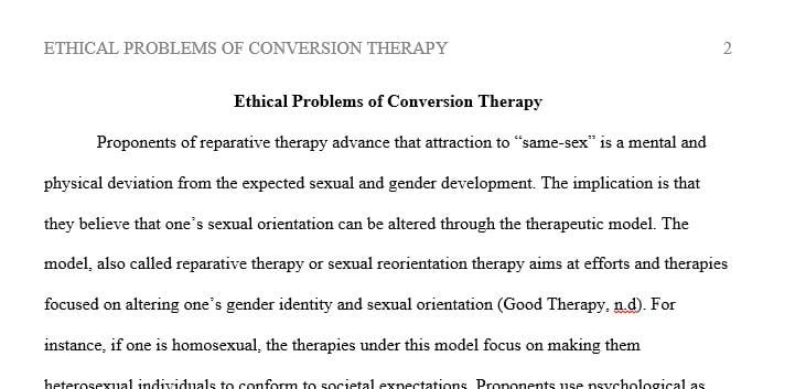 Critically assess and discuss your views on conversion therapy