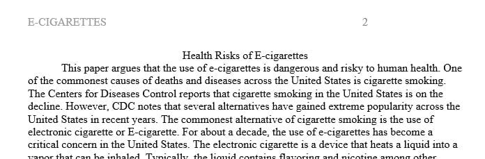 Debate on how bad e-cigarettes in people's health