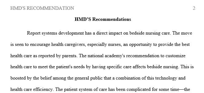 Determine which recommendations directly affect how nurses provide care at the bedside.
