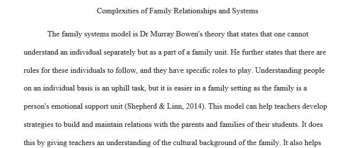 Discuss the Family Systems Model and how this model can guide teachers in developing strategies for establishing collaborative relationships