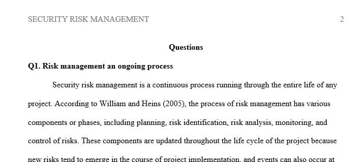 Discuss why risk management is an ongoing process.