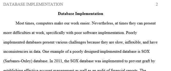 Discussion on poorly implemented Database for 300 words