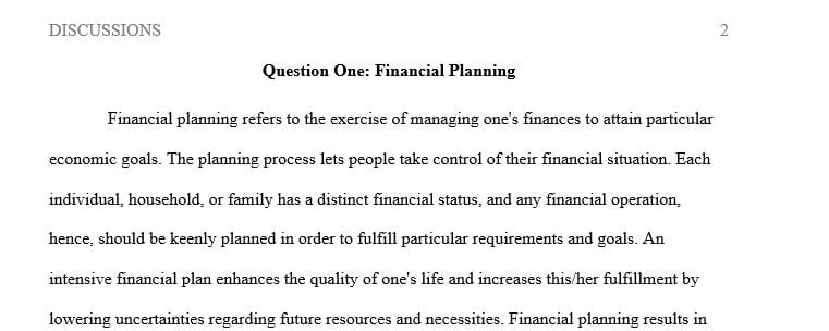 Financial planning is known to improve personal relationships. Why do you believe this is so