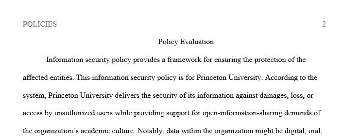 Find an Information Security Policy for an organization (try to find one that is no more than a page).